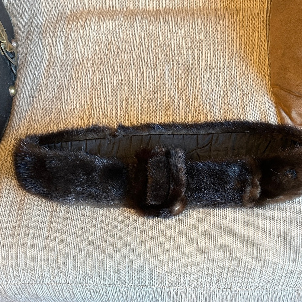 Elegant Dark Brown Mink Belt